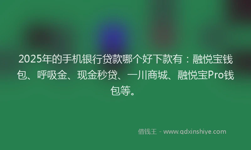 2025年的手机银行贷款哪个好下款有：融悦宝钱包、呼吸金、现金秒贷、一川商城、融悦宝Pro钱包等。