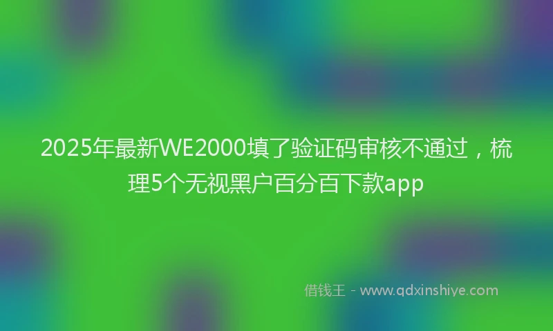 2025年最新WE2000填了验证码审核不通过，梳理5个无视黑户百分百下款app