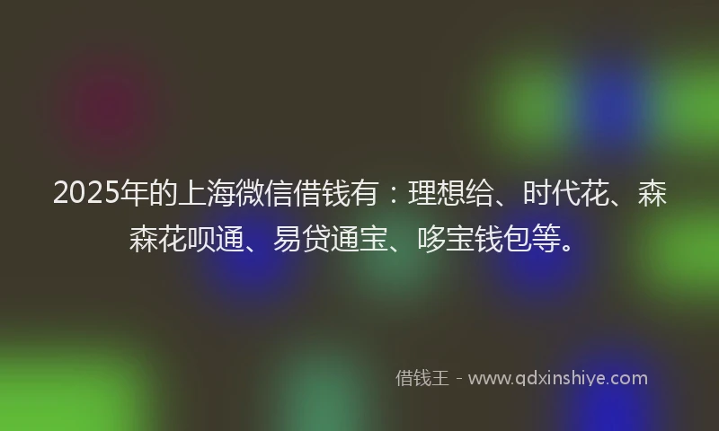 2025年的上海微信借钱有：理想给、时代花、森森花呗通、易贷通宝、哆宝钱包等。