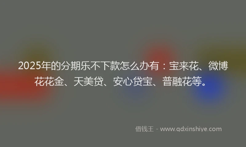 2025年的分期乐不下款怎么办有：宝来花、微博花花金、天美贷、安心贷宝、普融花等。