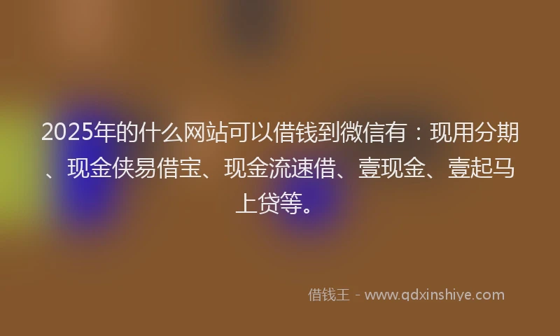 2025年的什么网站可以借钱到微信有：现用分期、现金侠易借宝、现金流速借、壹现金、壹起马上贷等。