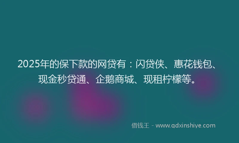 2025年的保下款的网贷有：闪贷侠、惠花钱包、现金秒贷通、企鹅商城、现租柠檬等。