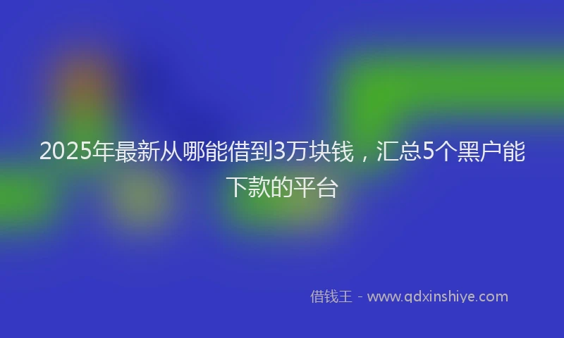 2025年最新从哪能借到3万块钱，汇总5个黑户能下款的平台