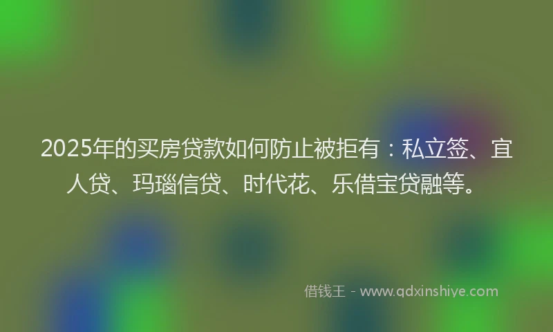 2025年的买房贷款如何防止被拒有：私立签、宜人贷、玛瑙信贷、时代花、乐借宝贷融等。