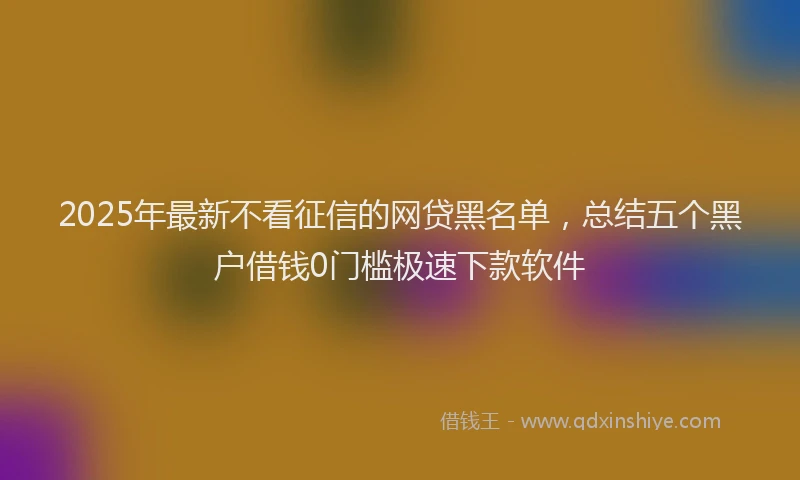 2025年最新不看征信的网贷黑名单，总结五个黑户借钱0门槛极速下款软件
