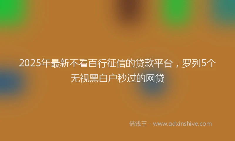 2025年最新不看百行征信的贷款平台，罗列5个无视黑白户秒过的网贷