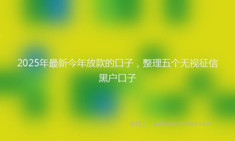 2025年最新今年放款的口子，整理五个无视征信黑户口子
