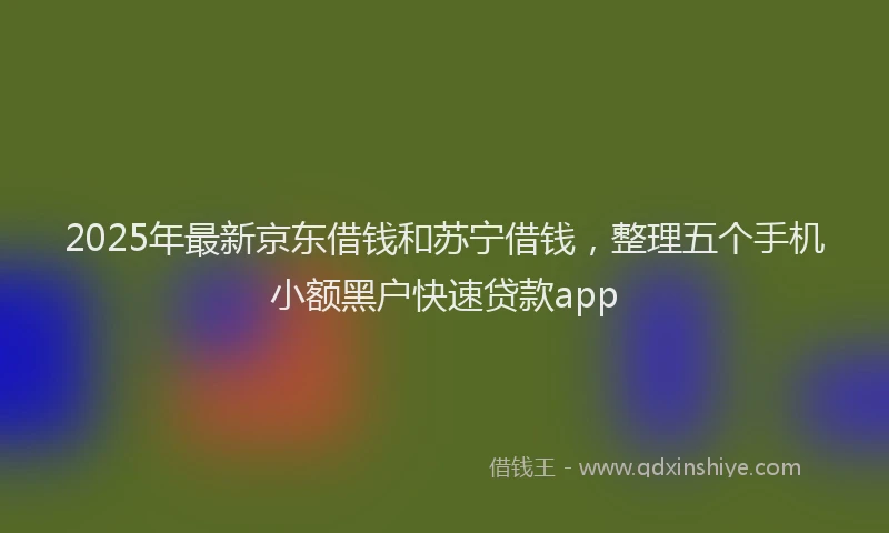 2025年最新京东借钱和苏宁借钱，整理五个手机小额黑户快速贷款app