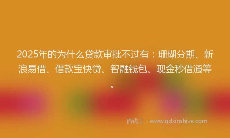 2025年的为什么贷款审批不过有：珊瑚分期、新浪易借、借款宝快贷、智融钱包、现金秒借通等。