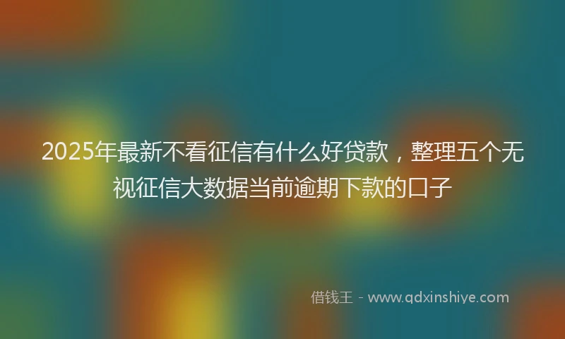 2025年最新不看征信有什么好贷款，整理五个无视征信大数据当前逾期下款的口子