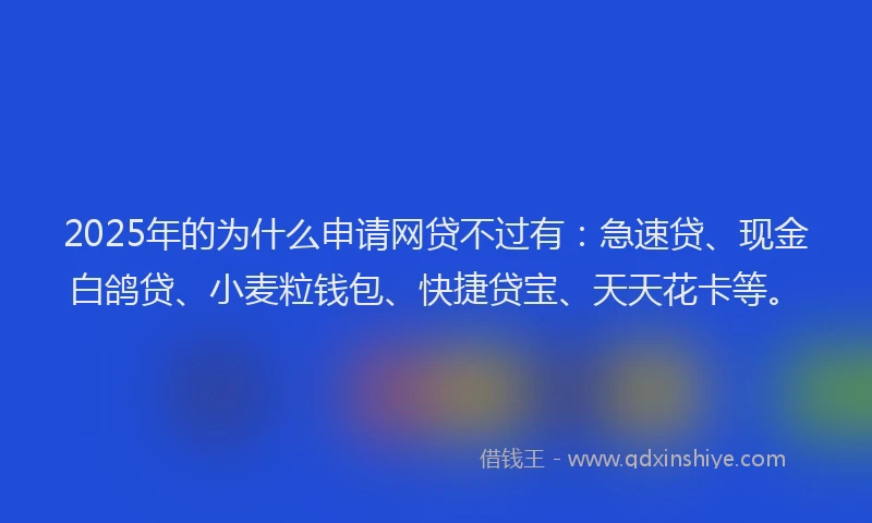 2025年的为什么申请网贷不过有：急速贷、现金白鸽贷、小麦粒钱包、快捷贷宝、天天花卡等。
