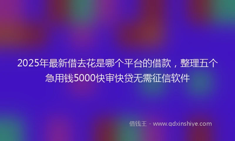 2025年最新借去花是哪个平台的借款，整理五个急用钱5000快审快贷无需征信软件