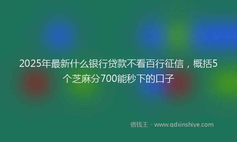 2025年最新什么银行贷款不看百行征信，概括5个芝麻分700能秒下的口子