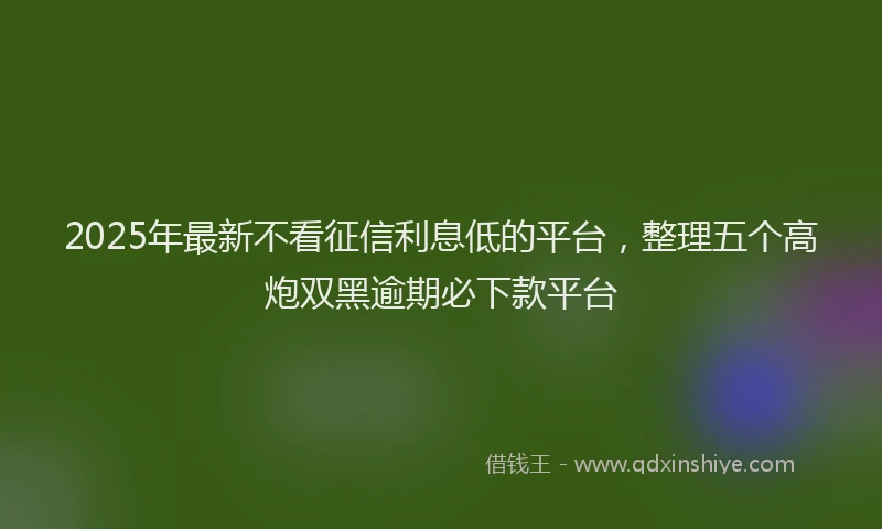 2025年最新不看征信利息低的平台，整理五个高炮双黑逾期必下款平台
