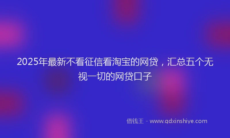 2025年最新不看征信看淘宝的网贷，汇总五个无视一切的网贷口子