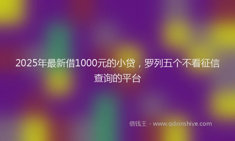 2025年最新借1000元的小贷，罗列五个不看征信查询的平台