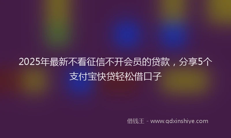 2025年最新不看征信不开会员的贷款，分享5个支付宝快贷轻松借口子