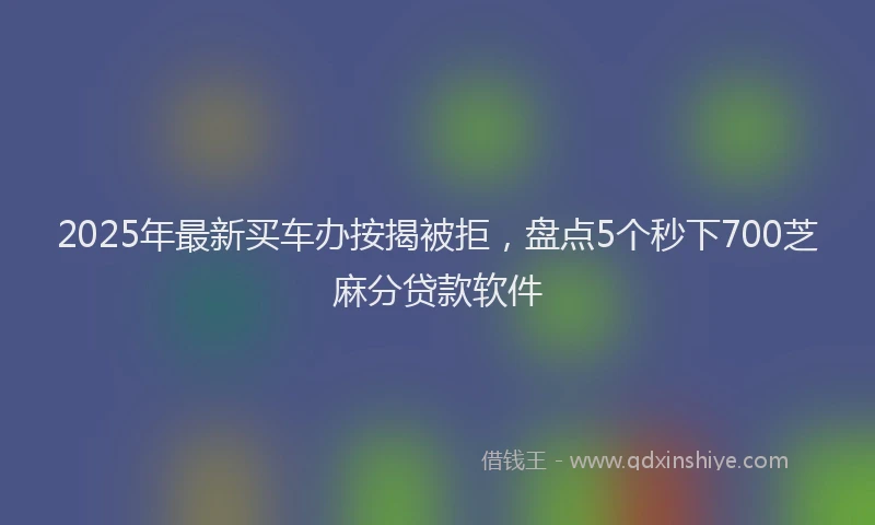 2025年最新买车办按揭被拒，盘点5个秒下700芝麻分贷款软件