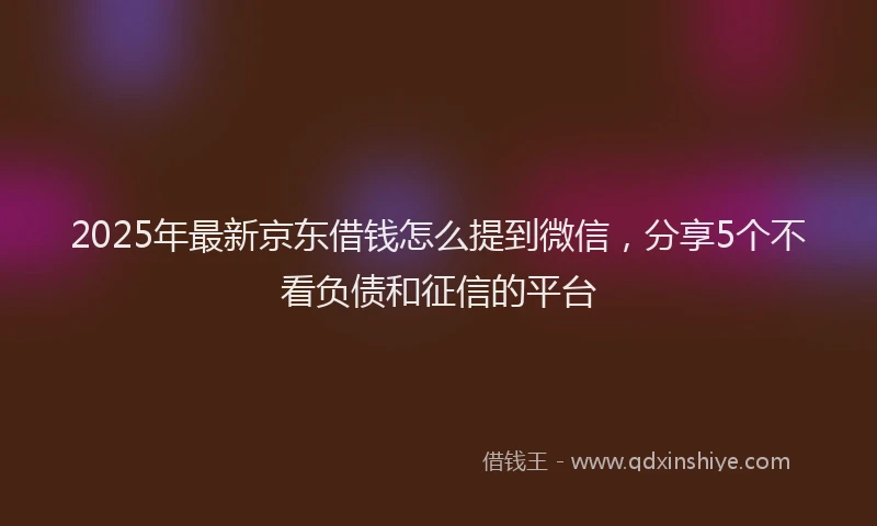 2025年最新京东借钱怎么提到微信，分享5个不看负债和征信的平台
