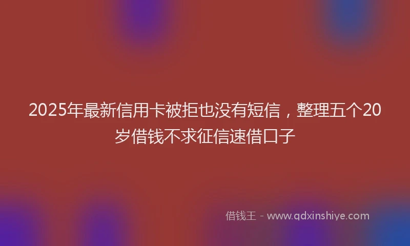 2025年最新信用卡被拒也没有短信，整理五个20岁借钱不求征信速借口子