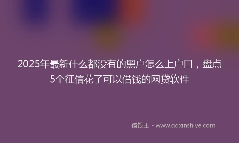 2025年最新什么都没有的黑户怎么上户口，盘点5个征信花了可以借钱的网贷软件