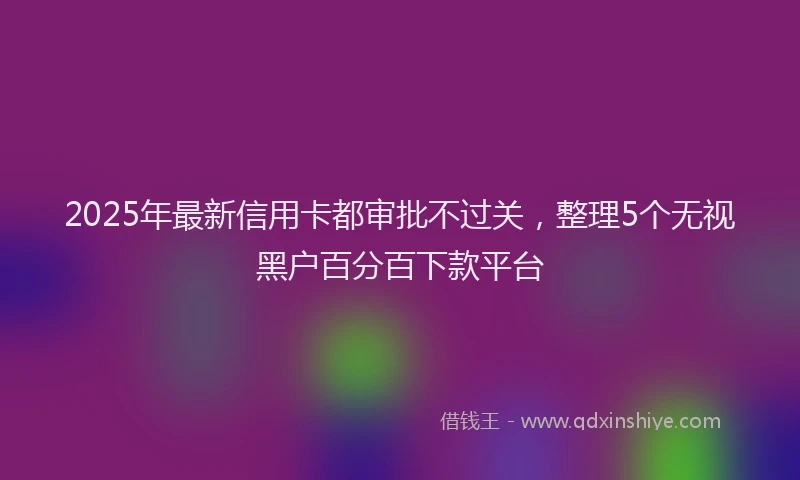 2025年最新信用卡都审批不过关，整理5个无视黑户百分百下款平台