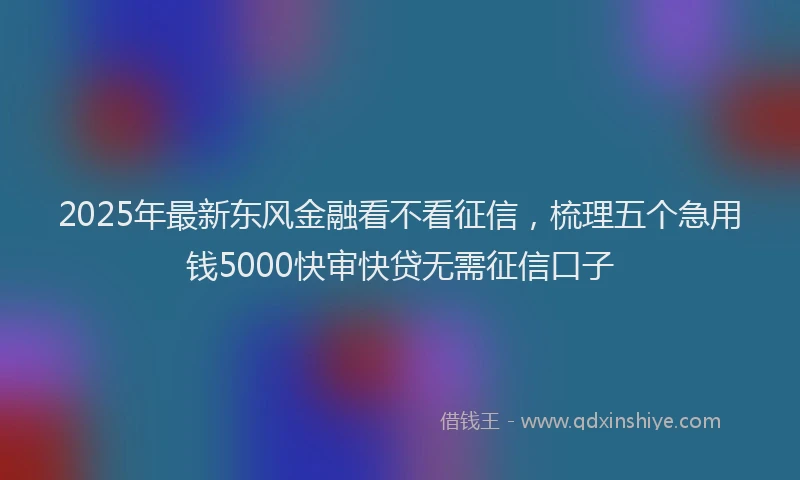 2025年最新东风金融看不看征信，梳理五个急用钱5000快审快贷无需征信口子