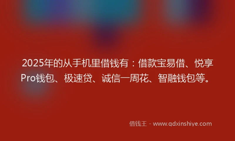 2025年的从手机里借钱有：借款宝易借、悦享Pro钱包、极速贷、诚信一周花、智融钱包等。