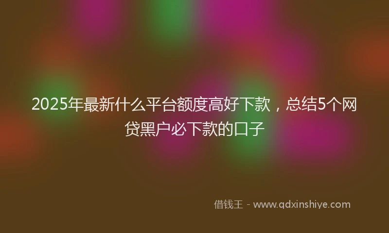 2025年最新什么平台额度高好下款，总结5个网贷黑户必下款的口子