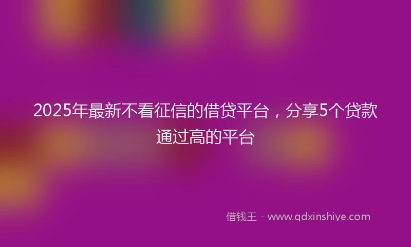 2025年最新不看征信的借贷平台，分享5个贷款通过高的平台