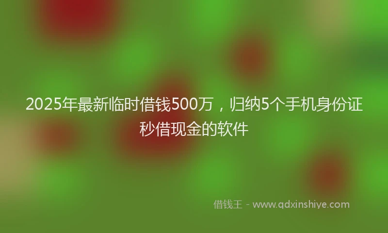 2025年最新临时借钱500万，归纳5个手机身份证秒借现金的软件