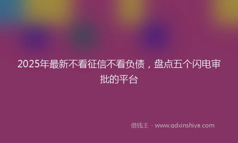 2025年最新不看征信不看负债，盘点五个闪电审批的平台