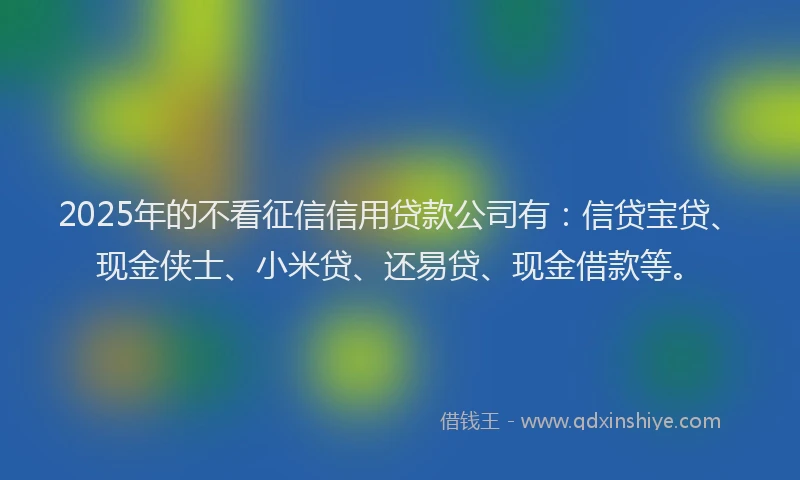 2025年的不看征信信用贷款公司有：信贷宝贷、现金侠士、小米贷、还易贷、现金借款等。