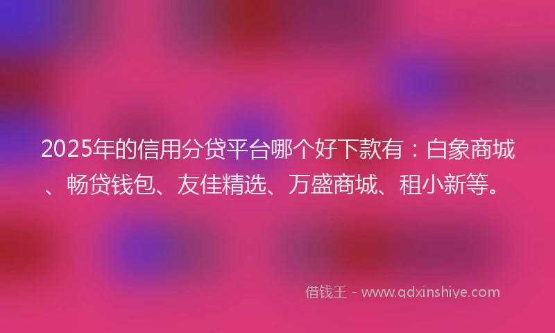 2025年的信用分贷平台哪个好下款有：白象商城、畅贷钱包、友佳精选、万盛商城、租小新等。