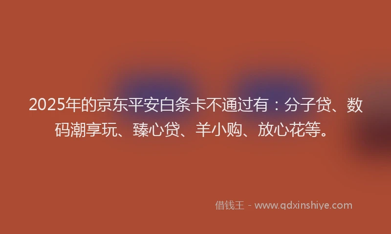 2025年的京东平安白条卡不通过有：分子贷、数码潮享玩、臻心贷、羊小购、放心花等。
