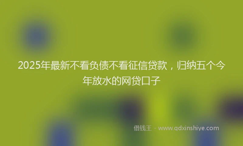2025年最新不看负债不看征信贷款，归纳五个今年放水的网贷口子