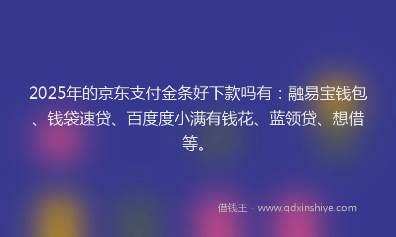 2025年的京东支付金条好下款吗有：融易宝钱包、钱袋速贷、百度度小满有钱花、蓝领贷、想借等。