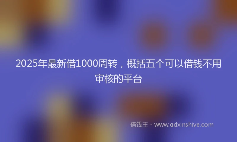 2025年最新借1000周转，概括五个可以借钱不用审核的平台