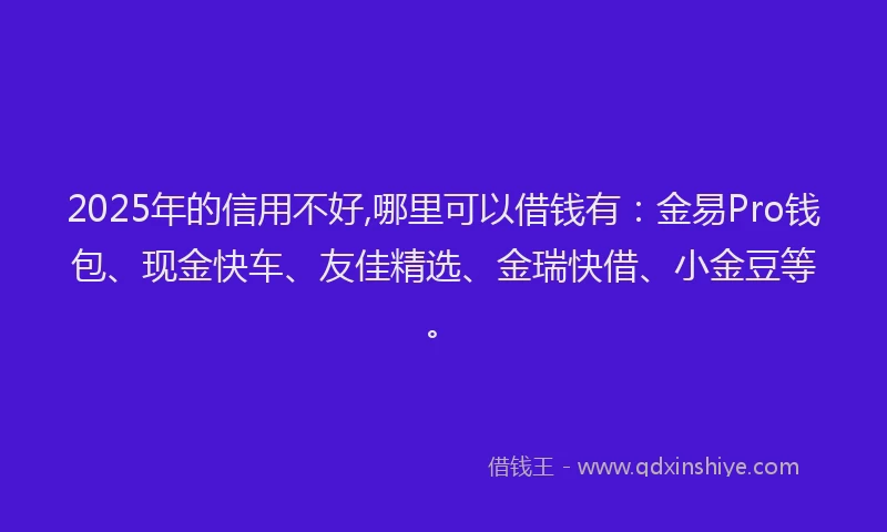 2025年的信用不好,哪里可以借钱有：金易Pro钱包、现金快车、友佳精选、金瑞快借、小金豆等。