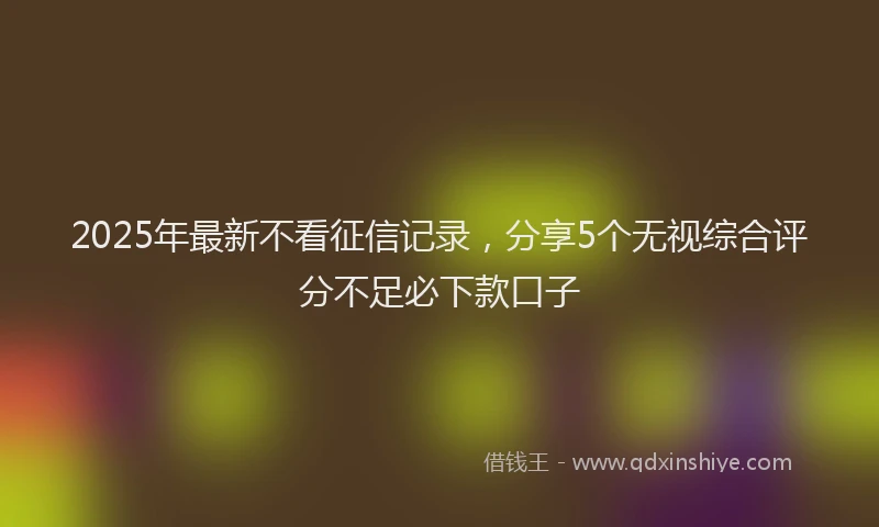 2025年最新不看征信记录，分享5个无视综合评分不足必下款口子