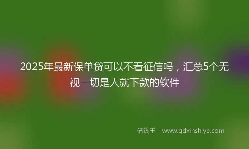 2025年最新保单贷可以不看征信吗，汇总5个无视一切是人就下款的软件