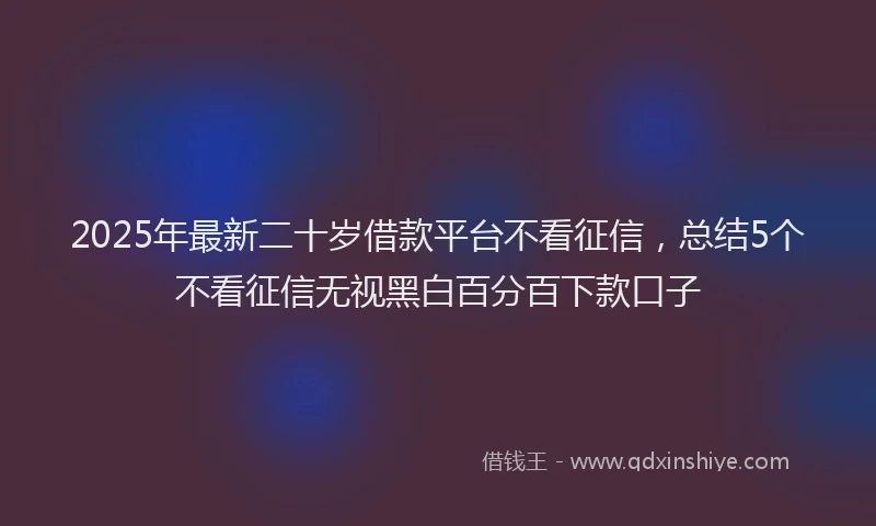2025年最新二十岁借款平台不看征信，总结5个不看征信无视黑白百分百下款口子