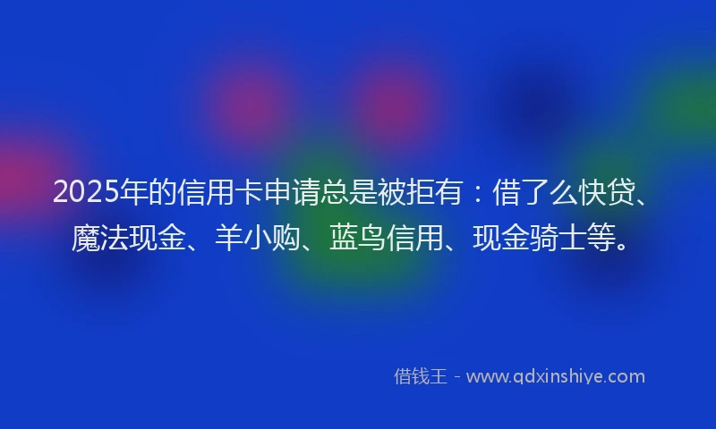 2025年的信用卡申请总是被拒有：借了么快贷、魔法现金、羊小购、蓝鸟信用、现金骑士等。