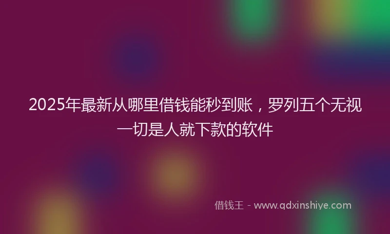 2025年最新从哪里借钱能秒到账，罗列五个无视一切是人就下款的软件