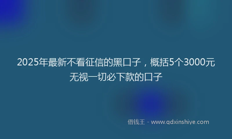 2025年最新不看征信的黑口子，概括5个3000元无视一切必下款的口子