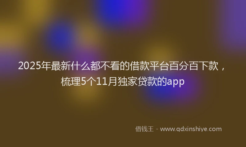 2025年最新什么都不看的借款平台百分百下款，梳理5个11月独家贷款的app