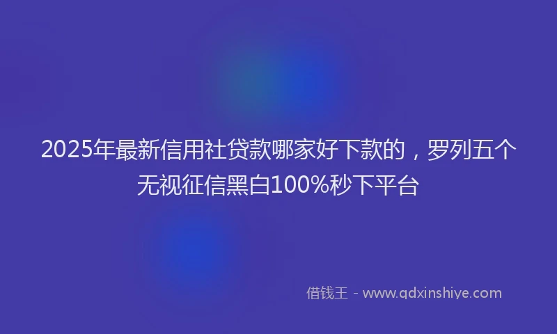 2025年最新信用社贷款哪家好下款的，罗列五个无视征信黑白100%秒下平台