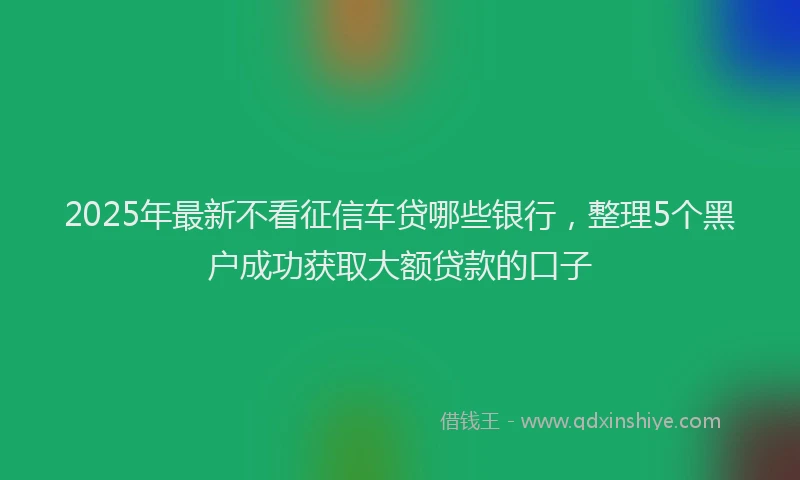 2025年最新不看征信车贷哪些银行，整理5个黑户成功获取大额贷款的口子