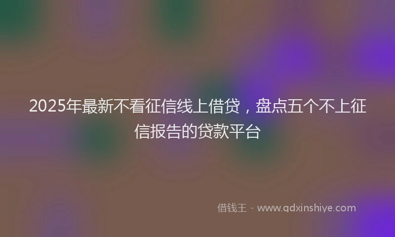 2025年最新不看征信线上借贷，盘点五个不上征信报告的贷款平台