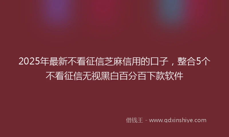 2025年最新不看征信芝麻信用的口子，整合5个不看征信无视黑白百分百下款软件